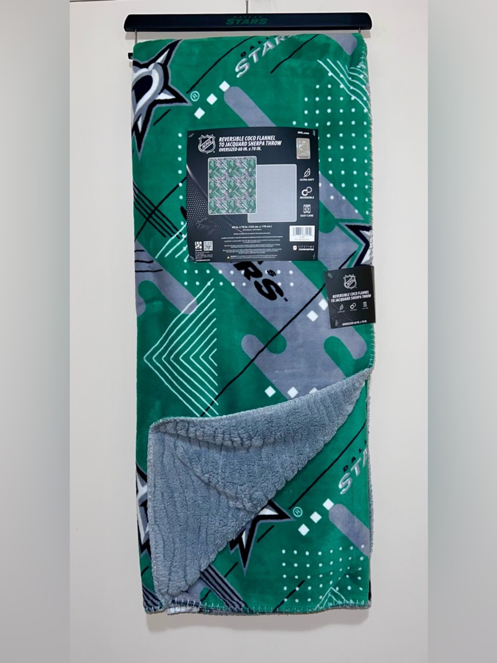 NHL Dallas Stars Hockey Soft Fleece Throw Blanket Reversible Sherpa 60"X 70"